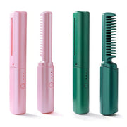 Mini Cordless Hair Straightener Brush – Ceramic Comb, USB Rechargeable, All Hair Types